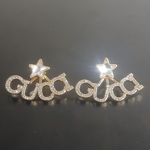 Gucci Gold and Silver Logo Star Earrings - Picture 2 of 7